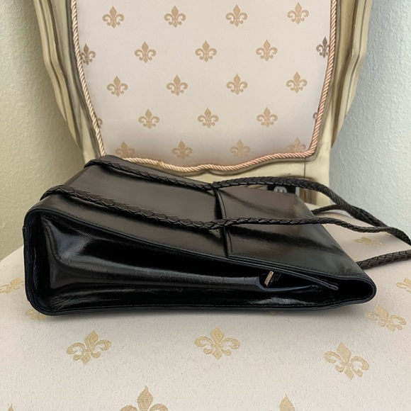 Bally Vintage Black Leather Double Braided Handles Timeless Design Shoulder Bag - Picture 12 of 12
